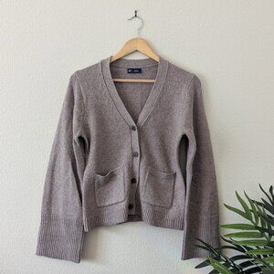 GAP CashSoft Pocket Cardigan in "Flannel Taupe Brown"